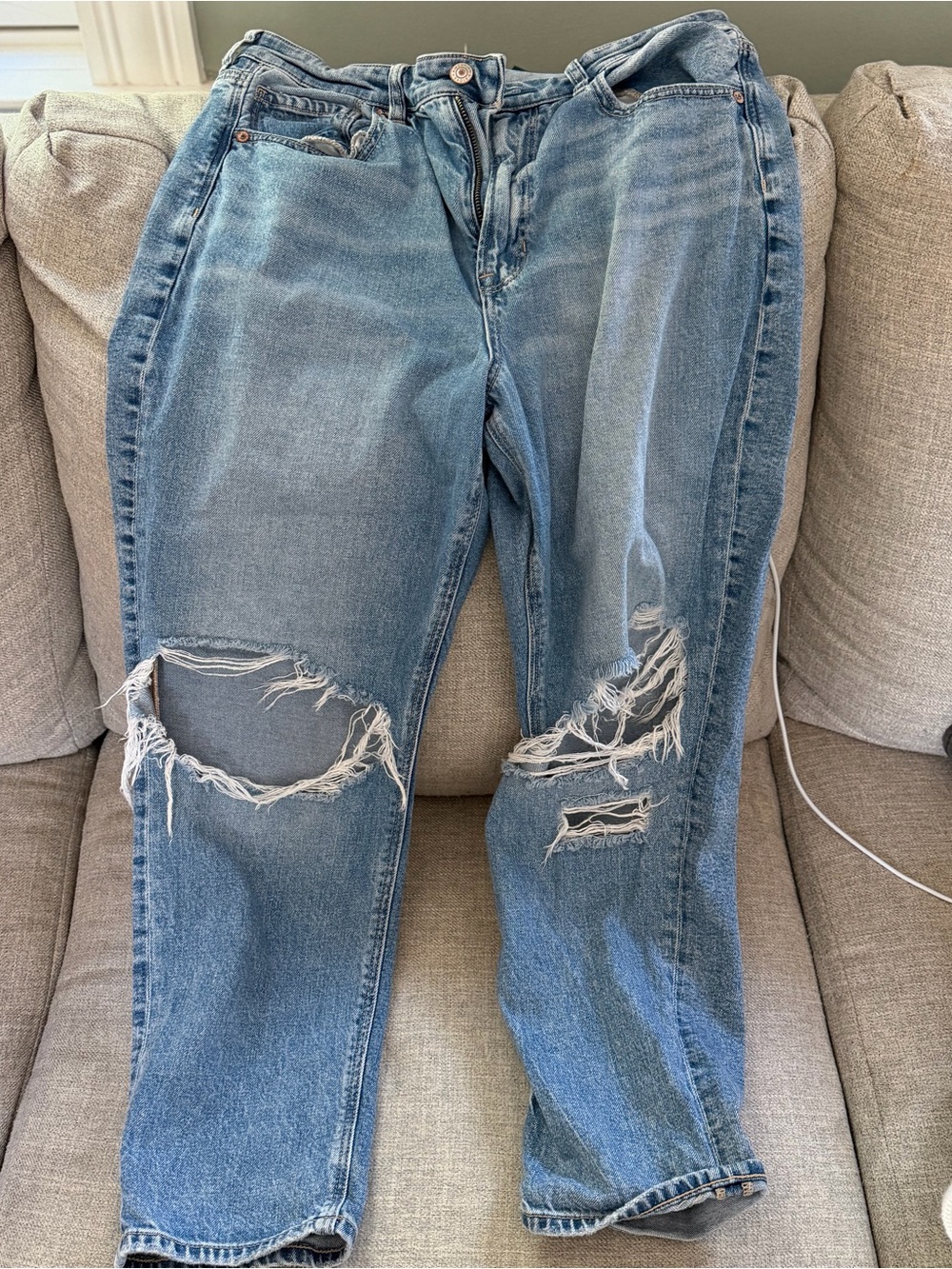American Eagle Outfitters Light Blue Distressed Boyfriend Jeans